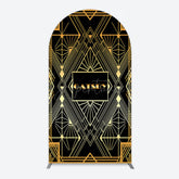 Aperturee - Aperturee Elegant Black Gold Gatsby Birthday Arch Backdrop